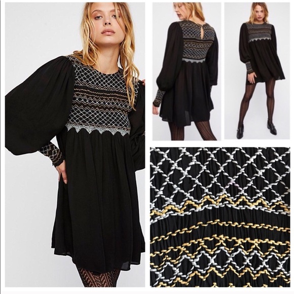 Free People Late Night Picnic Smock Dress - Picture 2 of 8